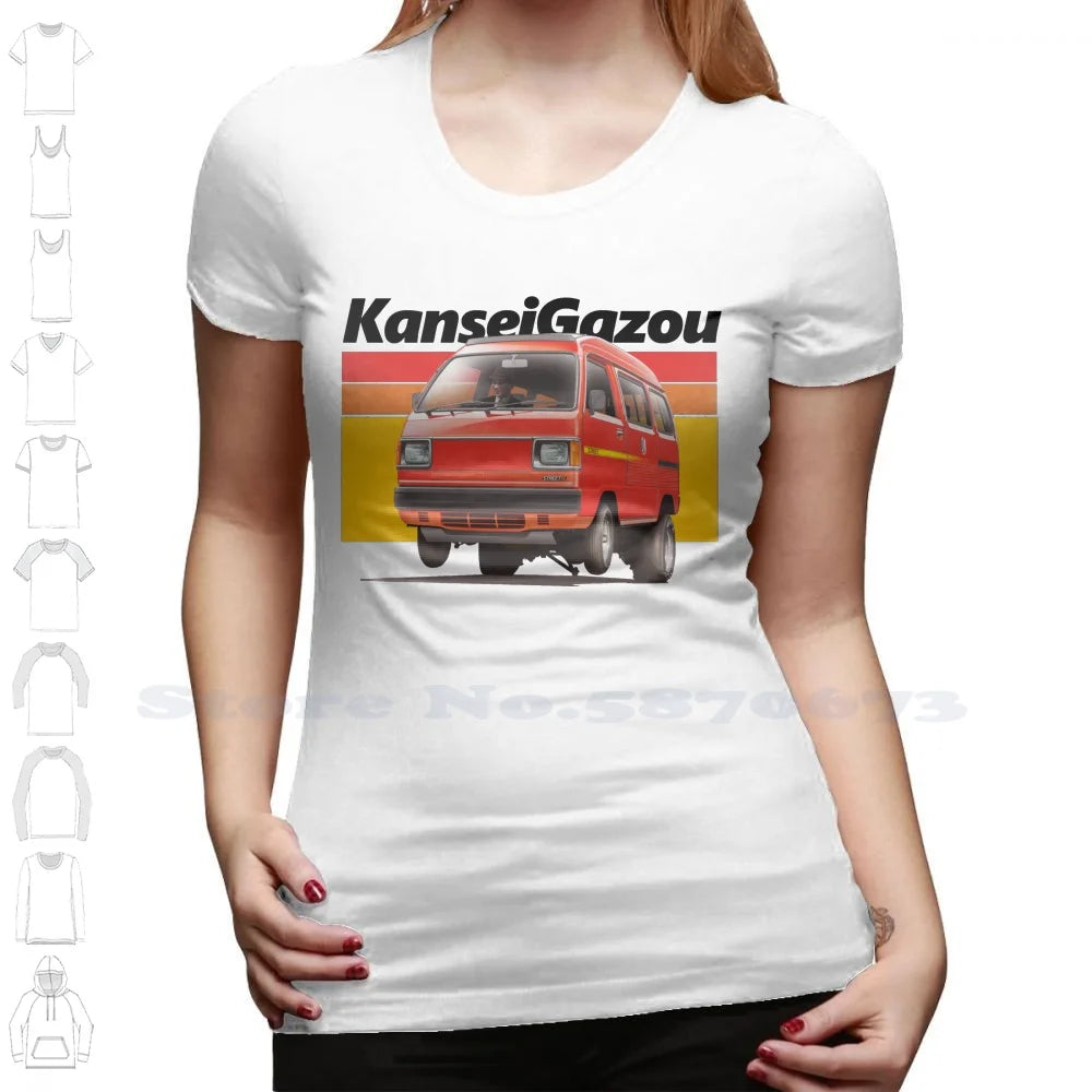 Acty Kei Van Drag T-Shirt – 100% Cotton | JDM 3-Cylinder Japanese Van | Funny 80s Car Design