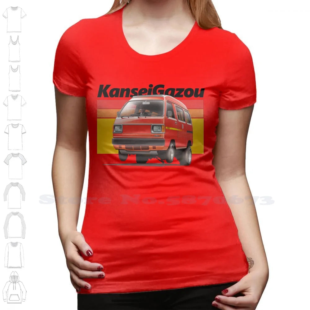 Acty Kei Van Drag T-Shirt – 100% Cotton | JDM 3-Cylinder Japanese Van | Funny 80s Car Design