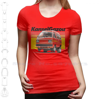 Acty Kei Van Drag T-Shirt – 100% Cotton | JDM 3-Cylinder Japanese Van | Funny 80s Car Design