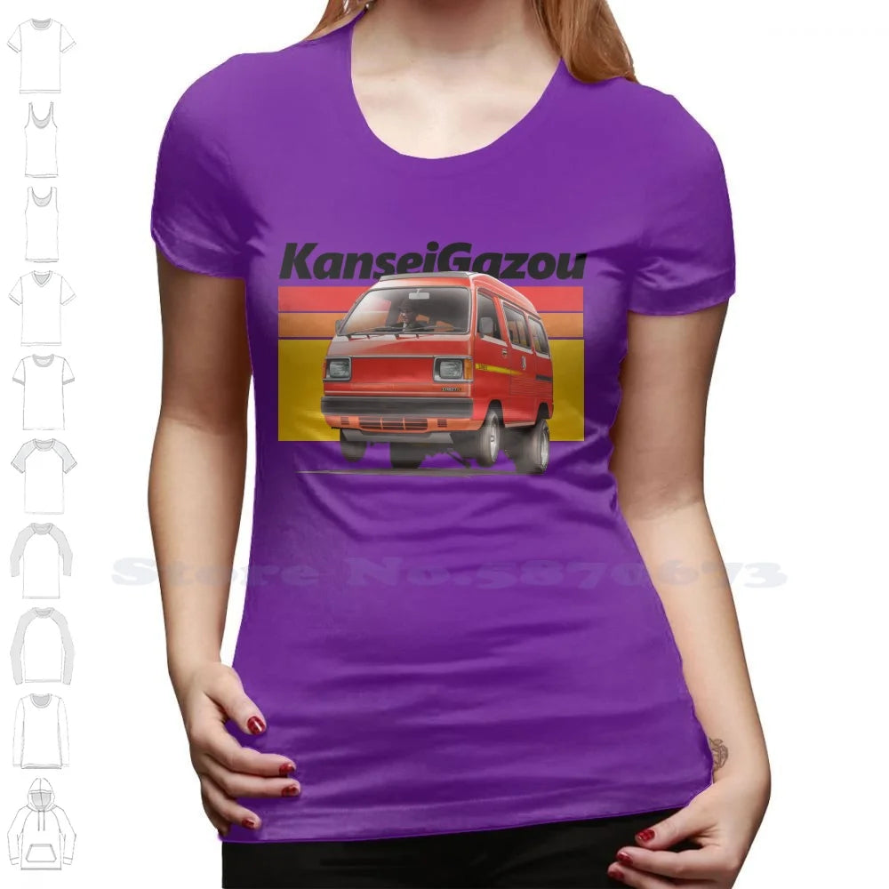 Acty Kei Van Drag T-Shirt – 100% Cotton | JDM 3-Cylinder Japanese Van | Funny 80s Car Design