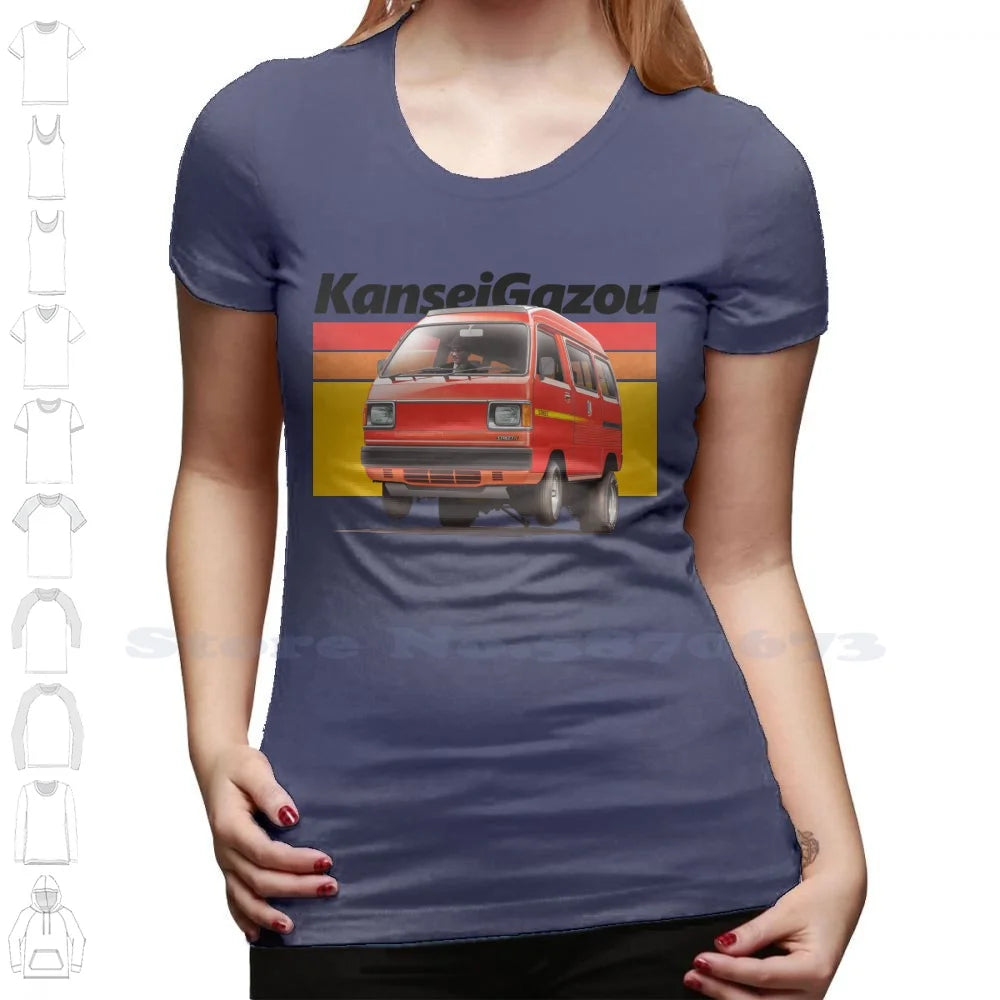 Acty Kei Van Drag T-Shirt – 100% Cotton | JDM 3-Cylinder Japanese Van | Funny 80s Car Design