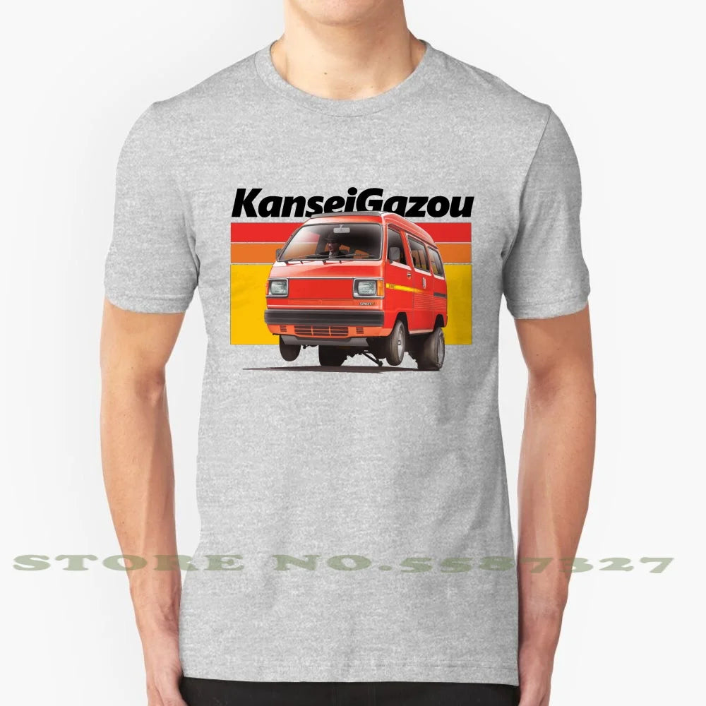 Acty Kei Van Drag T-Shirt – 100% Cotton | JDM 3-Cylinder Japanese Van | Funny 80s Car Design