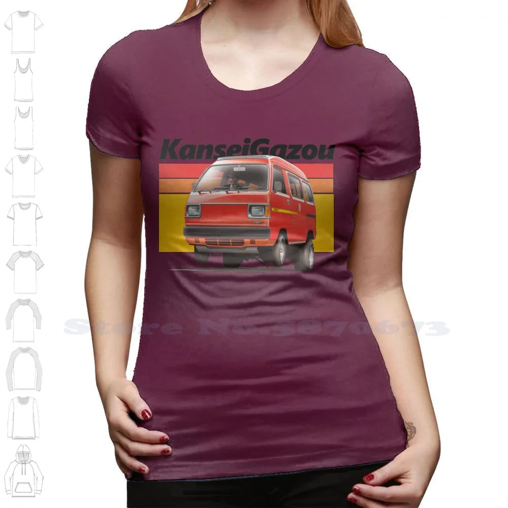 Acty Kei Van Drag T-Shirt – 100% Cotton | JDM 3-Cylinder Japanese Van | Funny 80s Car Design