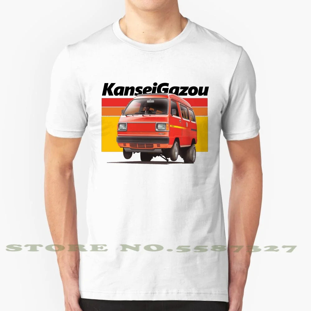 Acty Kei Van Drag T-Shirt – 100% Cotton | JDM 3-Cylinder Japanese Van | Funny 80s Car Design