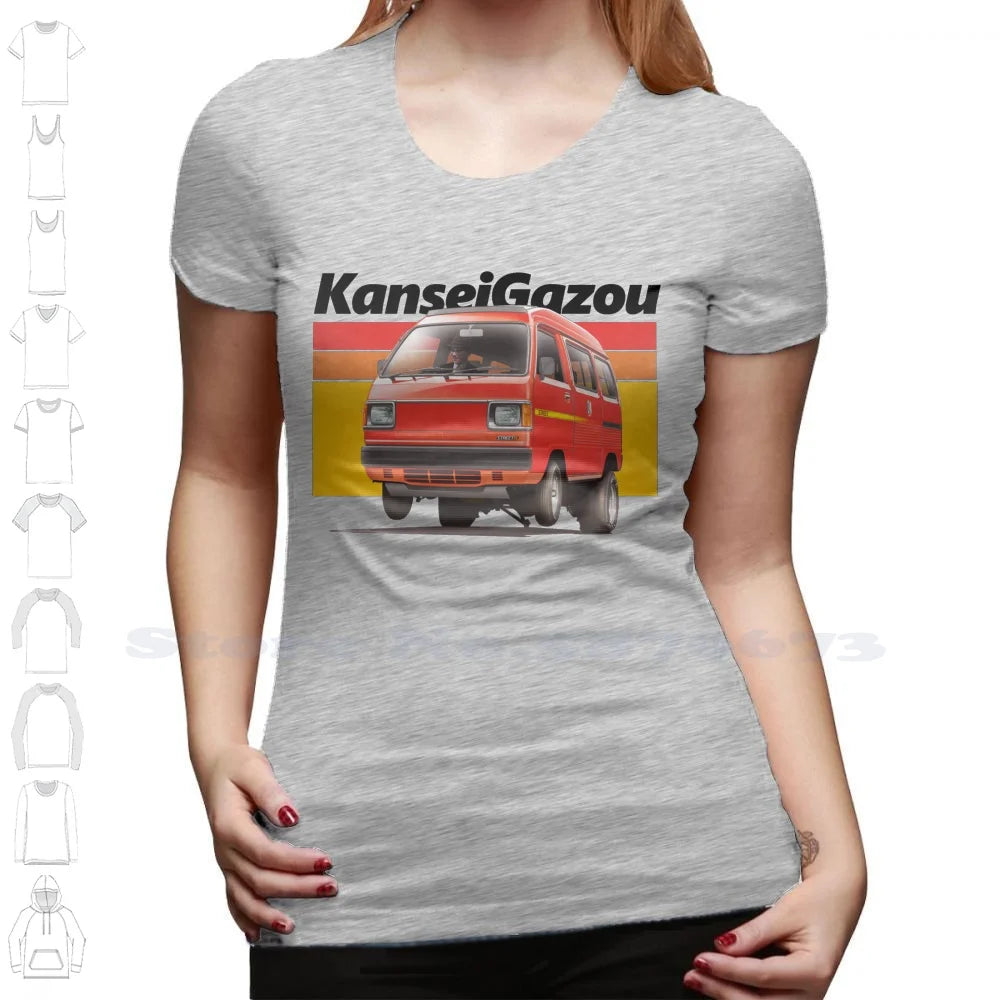 Acty Kei Van Drag T-Shirt – 100% Cotton | JDM 3-Cylinder Japanese Van | Funny 80s Car Design