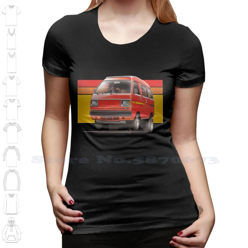 Acty Kei Van Drag T-Shirt – 100% Cotton | JDM 3-Cylinder Japanese Van | Funny 80s Car Design